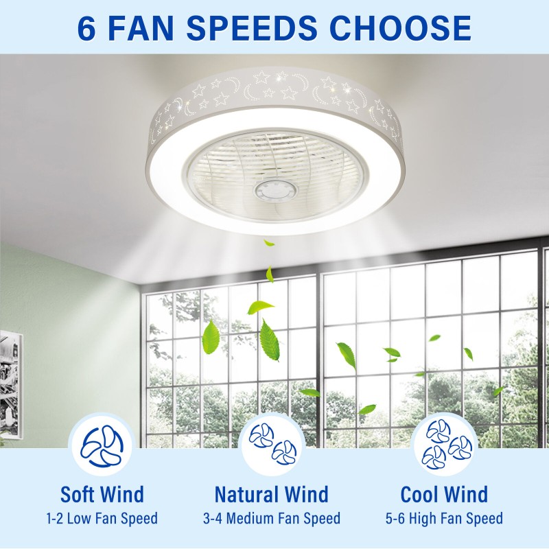 TCFUNDY 22" LED Ceiling Fan with Light APP & Remote Control Ceiling Light Fan